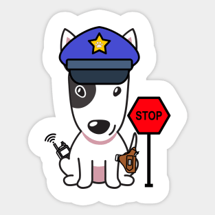 Funny Bull Terrier Policeman Sticker